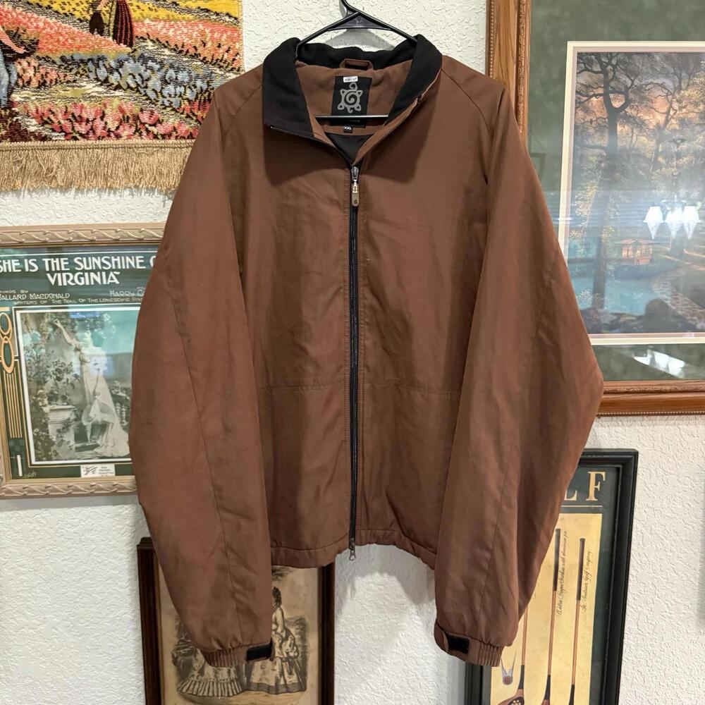 NWOT Turtleson Jacket Mens‎ Brown Knit Back Full Zip Mock Neck Golf Size 2XL
